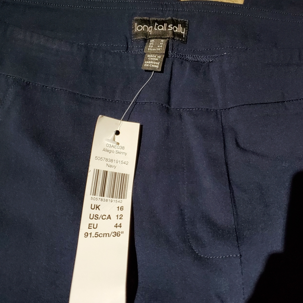Long Tall Sally Skinny Pants size navy 12 36" NWT